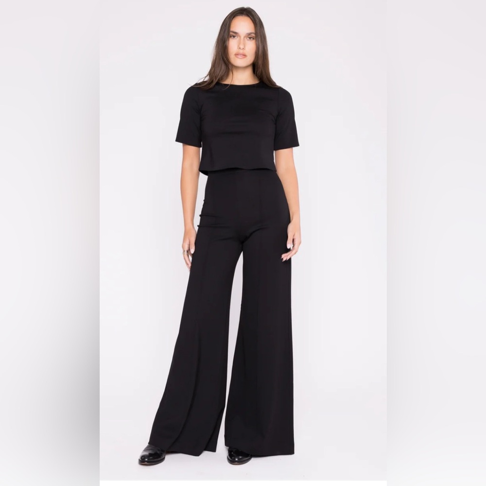 RIPLEY RADAR BLACK PONTE KNIT WIDE LEG PANT 2 & 4